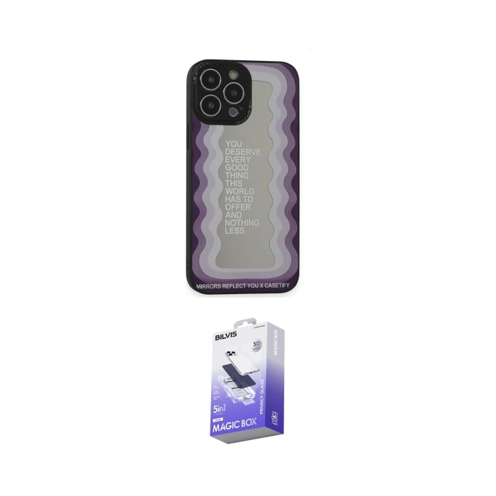 MARSİLYAN™- iPhone 13 Pro Max Kılıf Odak Klasik Serisi - Siyah Bilvis 5in1 5D Magic Hayalet Cam Ekran Koruyucu