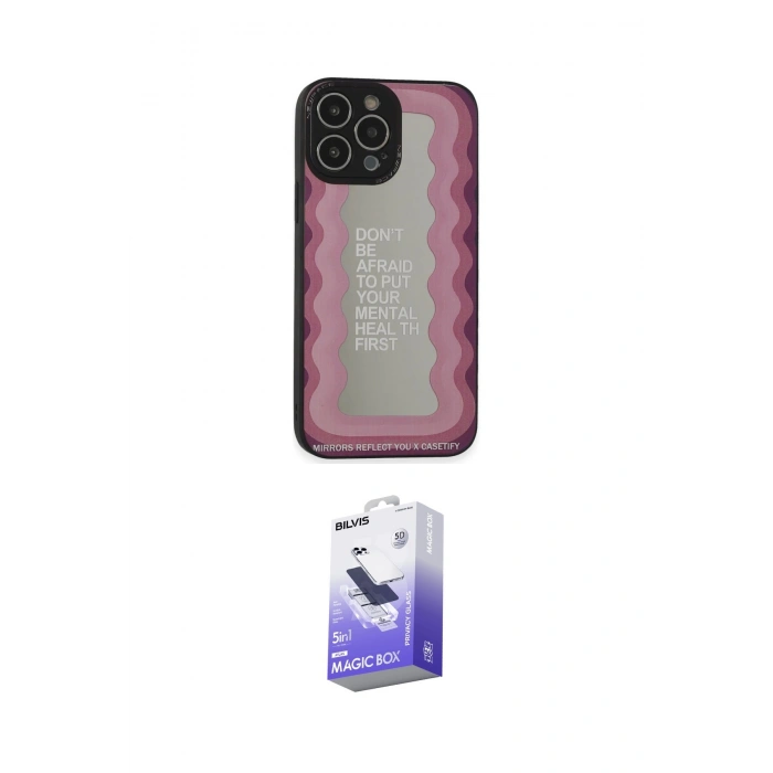 MARSİLYAN™- iPhone 13 Pro Max Kılıf Odak Klasik Serisi - Siyah Bilvis 5in1 5D Magic Hayalet Cam Ekran Koruyucu
