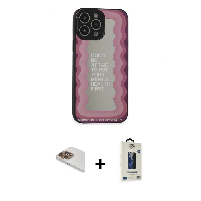 MARSİLYAN™- iPhone 13 Pro Max Kılıf Odak Klasik Serisi - Siyah Bilvis Hayalet Cam Ekran Koruyucu + Pers Alüminyum Kamera Lens - GD