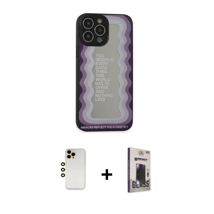 MARSİLYAN™- iPhone 13 Pro Max Kılıf Odak Klasik Serisi - Siyah Bilvis Hayalet Cam Ekran Koruyucu + Shine Kamera Lens - GD