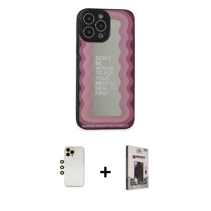 MARSİLYAN™- iPhone 13 Pro Max Kılıf Odak Klasik Serisi - Siyah Bilvis Hayalet Cam Ekran Koruyucu + Shine Kamera Lens - GD