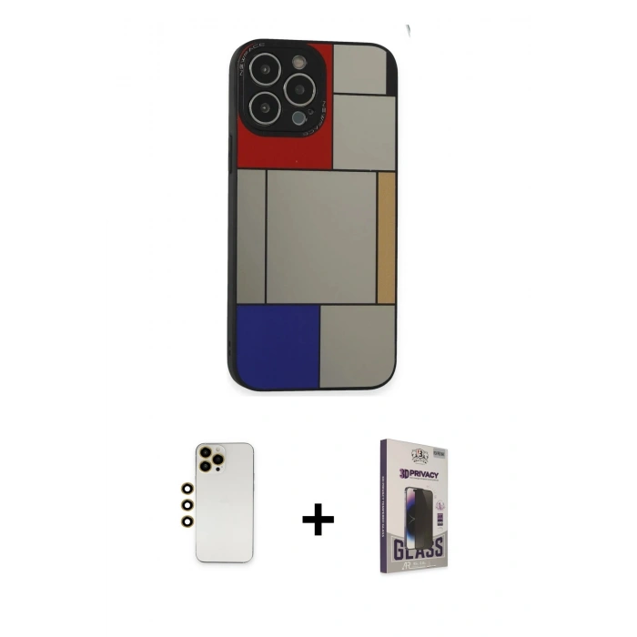 MARSİLYAN™- iPhone 13 Pro Max Kılıf Odak Klasik Serisi - Siyah Bilvis Hayalet Cam Ekran Koruyucu + Shine Kamera Lens - GD