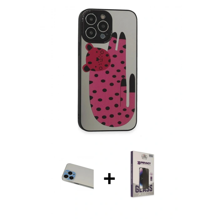 MARSİLYAN™- iPhone 13 Pro Max Kılıf Odak Klasik Serisi - Siyah Bilvis Hayalet Cam Ekran Koruyucu + Rainbow Kamera Lens Koruma Cam - MI