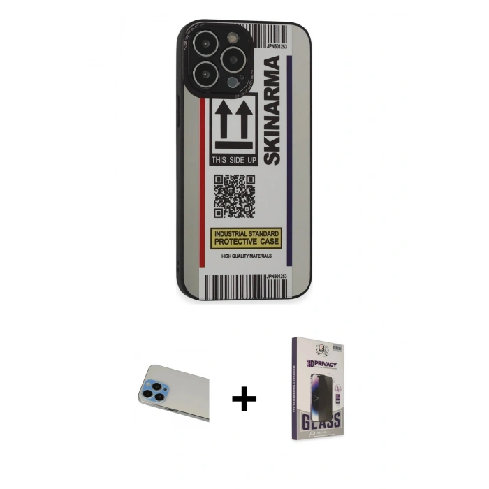 MARSİLYAN™- iPhone 13 Pro Max Kılıf Odak Klasik Serisi - Siyah Bilvis Hayalet Cam Ekran Koruyucu + Rainbow Kamera Lens Koruma Cam - MI