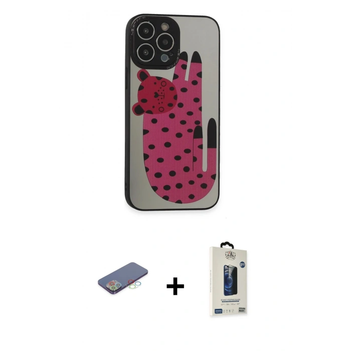 MARSİLYAN™- iPhone 13 Pro Max Kılıf Odak Klasik Serisi - Siyah Bilvis Hayalet Cam Ekran Koruyucu + Renkli Kamera Lens Koruma Cam - MI