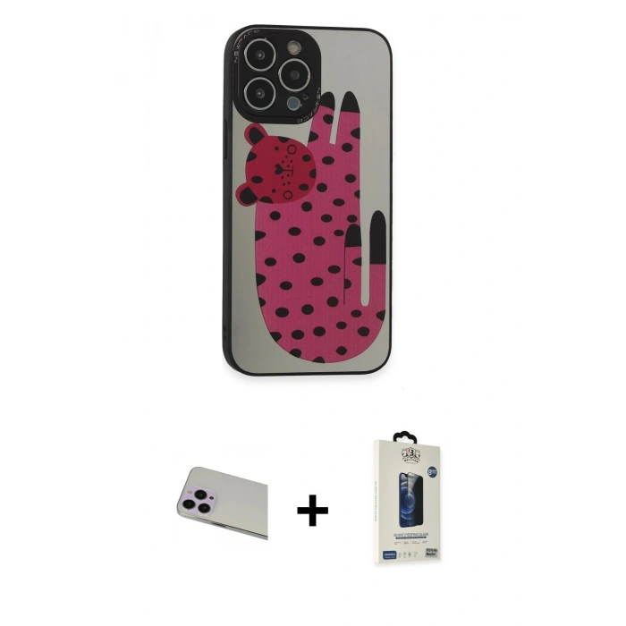 MARSİLYAN™- iPhone 13 Pro Max Kılıf Odak Klasik Serisi - Siyah Bilvis Hayalet Cam Ekran Koruyucu + Rainbow Kamera Lens Koruma Cam - MR