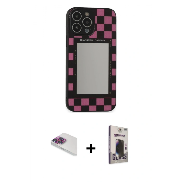 MARSİLYAN™- iPhone 13 Pro Max Kılıf Odak Klasik Serisi - Siyah Bilvis Hayalet Cam Ekran Koruyucu + Pers Alüminyum Kamera Lens - GI