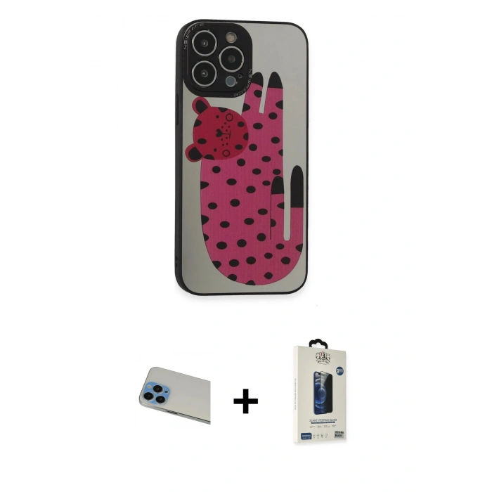 MARSİLYAN™- iPhone 13 Pro Max Kılıf Odak Klasik Serisi - Siyah Bilvis Hayalet Cam Ekran Koruyucu + Rainbow Kamera Lens Koruma Cam - MI