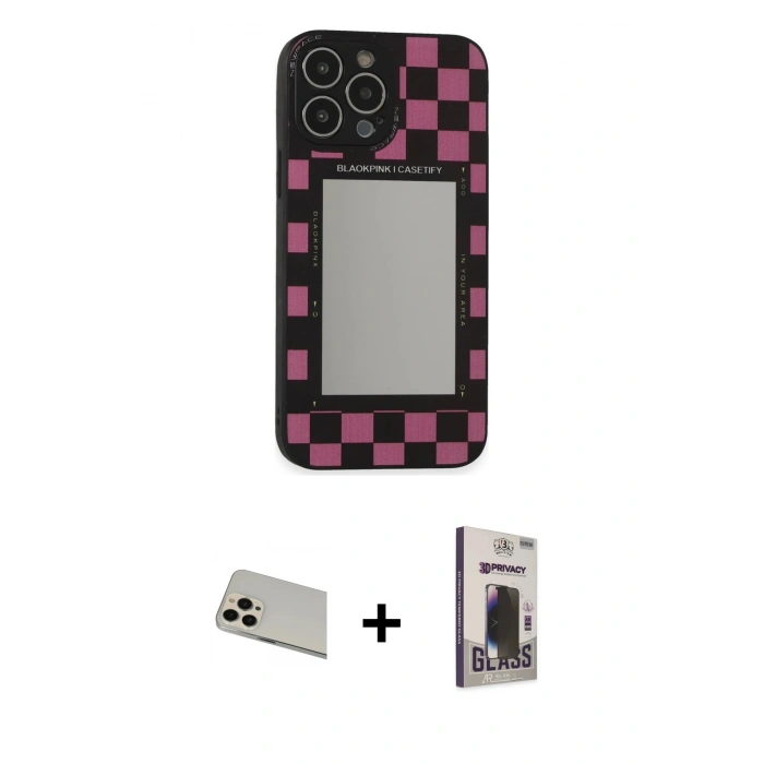 MARSİLYAN™- iPhone 13 Pro Max Kılıf Odak Klasik Serisi - Siyah Bilvis Hayalet Cam Ekran Koruyucu + Rainbow Kamera Lens Koruma Cam - REGD