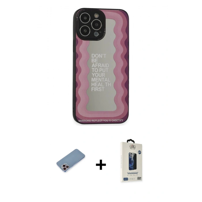 MARSİLYAN™- iPhone 13 Pro Max Kılıf Odak Klasik Serisi - Siyah Bilvis Hayalet Cam Ekran Koruyucu + Shine Kamera Lens Koruma Cam - PE
