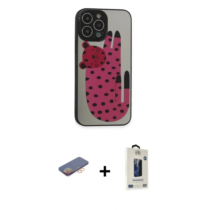 MARSİLYAN™- iPhone 13 Pro Max Kılıf Odak Klasik Serisi - Siyah Bilvis Hayalet Cam Ekran Koruyucu + Renkli Kamera Lens Koruma Cam - TU