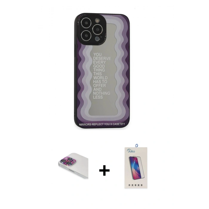MARSİLYAN™- iPhone 13 Pro Max Kılıf Odak Klasik Serisi - Siyah Joko 5D Cam + Pers Alüminyum Kamera Lens - GI
