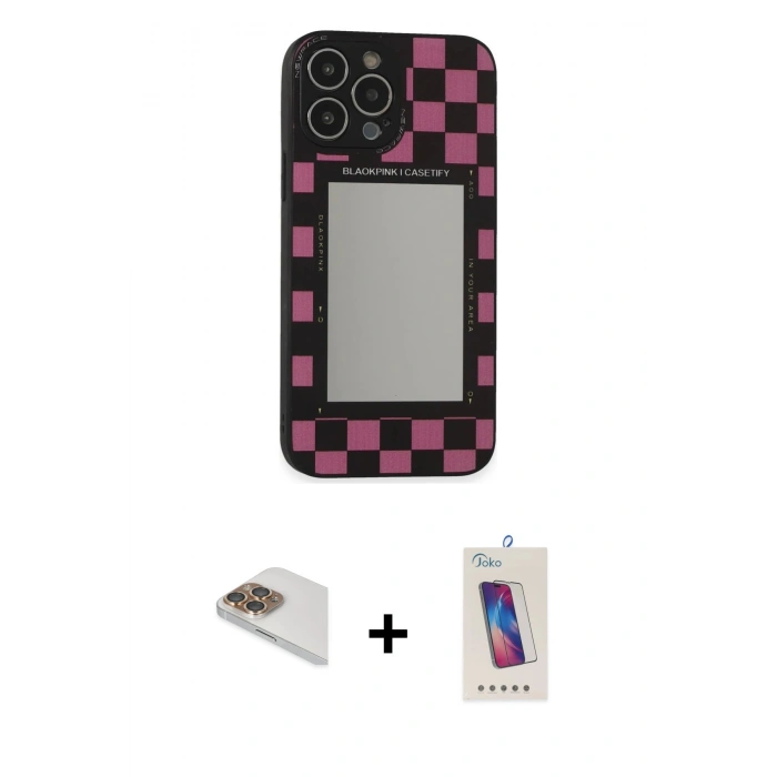 MARSİLYAN™- iPhone 13 Pro Max Kılıf Odak Klasik Serisi - Siyah Joko 5D Cam + Pers Alüminyum Kamera Lens - GD