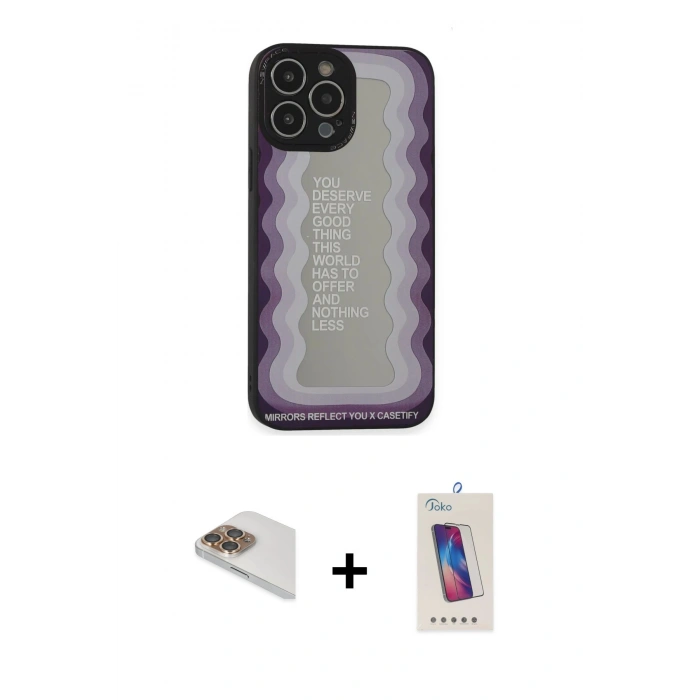 MARSİLYAN™- iPhone 13 Pro Max Kılıf Odak Klasik Serisi - Siyah Joko 5D Cam + Pers Alüminyum Kamera Lens - GD