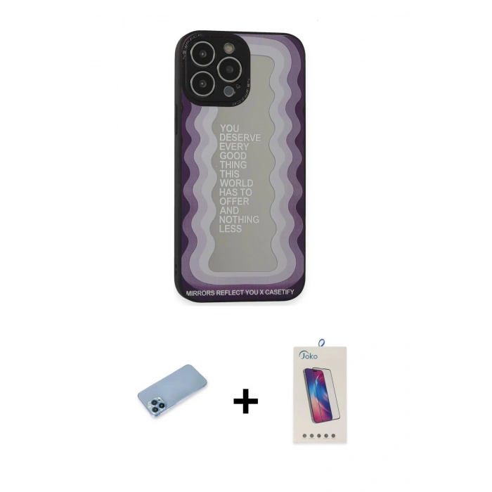 MARSİLYAN™- iPhone 13 Pro Max Kılıf Odak Klasik Serisi - Siyah Joko 5D Cam + Shine Kamera Lens Koruma Cam - MI