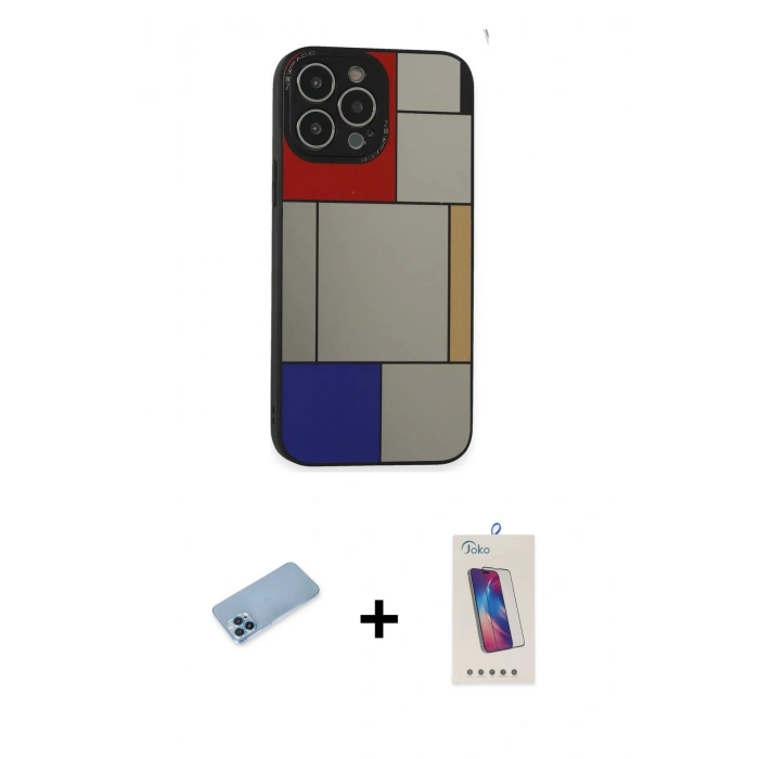 MARSİLYAN™- iPhone 13 Pro Max Kılıf Odak Klasik Serisi - Siyah Joko 5D Cam + Shine Kamera Lens Koruma Cam - MI