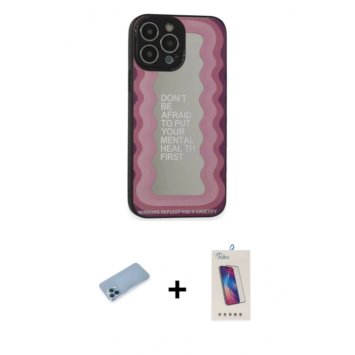 MARSİLYAN™- iPhone 13 Pro Max Kılıf Odak Klasik Serisi - Siyah Joko 5D Cam + Shine Kamera Lens Koruma Cam - MI