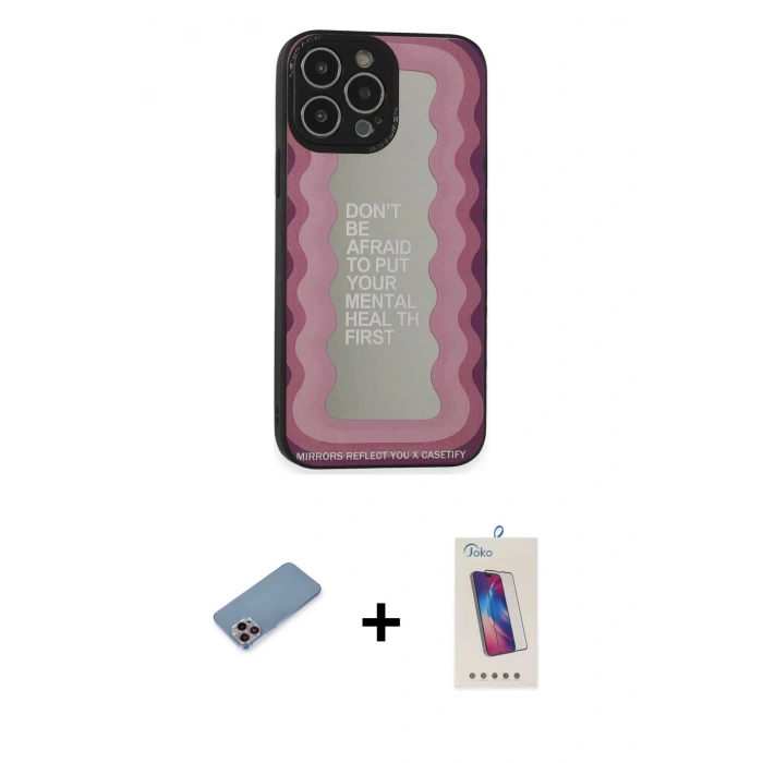 MARSİLYAN™- iPhone 13 Pro Max Kılıf Odak Klasik Serisi - Siyah Joko 5D Cam + Shine Kamera Lens Koruma Cam - PE
