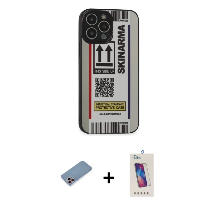 MARSİLYAN™- iPhone 13 Pro Max Kılıf Odak Klasik Serisi - Siyah Joko 5D Cam + Shine Kamera Lens Koruma Cam - PE