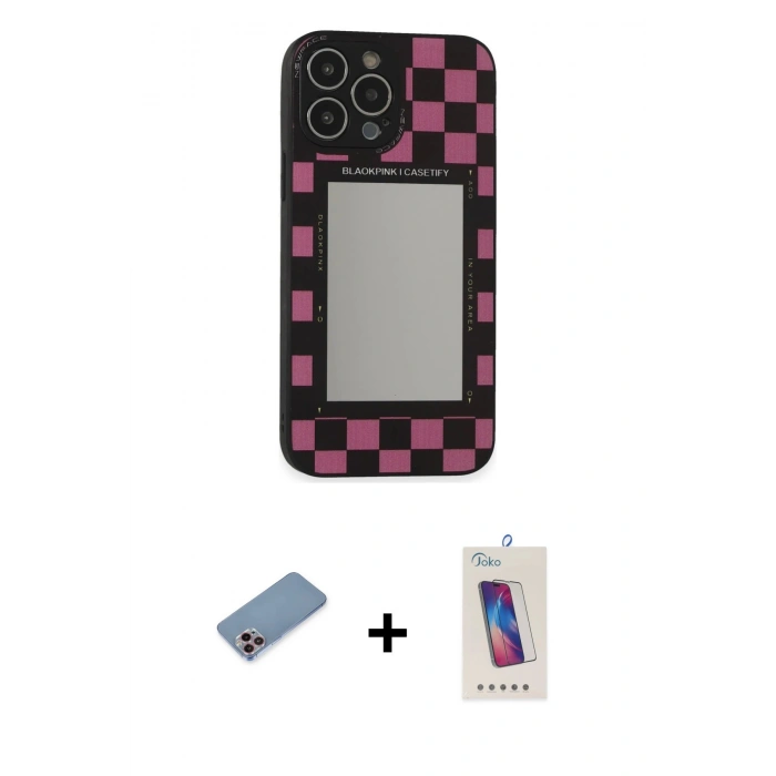 MARSİLYAN™- iPhone 13 Pro Max Kılıf Odak Klasik Serisi - Siyah Joko 5D Cam + Shine Kamera Lens Koruma Cam - PE