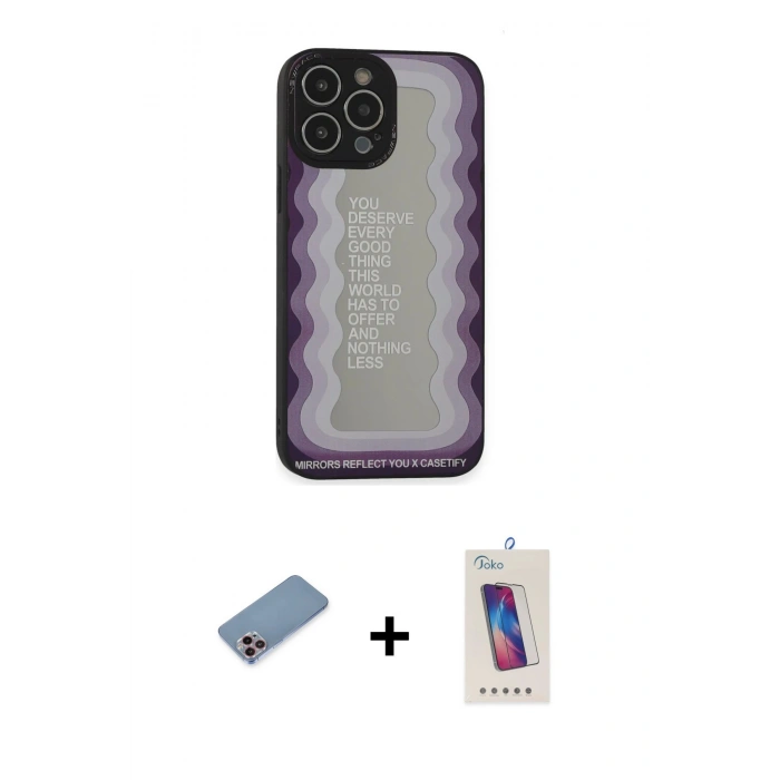 MARSİLYAN™- iPhone 13 Pro Max Kılıf Odak Klasik Serisi - Siyah Joko 5D Cam + Shine Kamera Lens Koruma Cam - PE