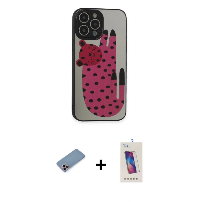MARSİLYAN™- iPhone 13 Pro Max Kılıf Odak Klasik Serisi - Siyah Joko 5D Cam + Shine Kamera Lens Koruma Cam - PE
