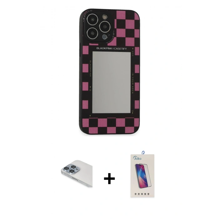 MARSİLYAN™- iPhone 13 Pro Max Kılıf Odak Klasik Serisi - Siyah Joko 5D Cam + Pers Alüminyum Kamera Lens - SABE