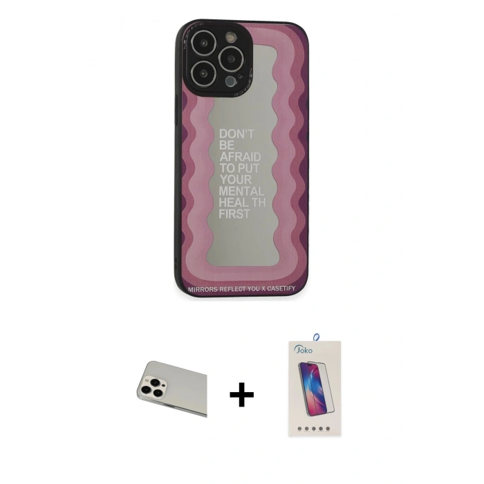 MARSİLYAN™- iPhone 13 Pro Max Kılıf Odak Klasik Serisi - Siyah Joko 5D Cam + Rainbow Kamera Lens Koruma Cam - BZ