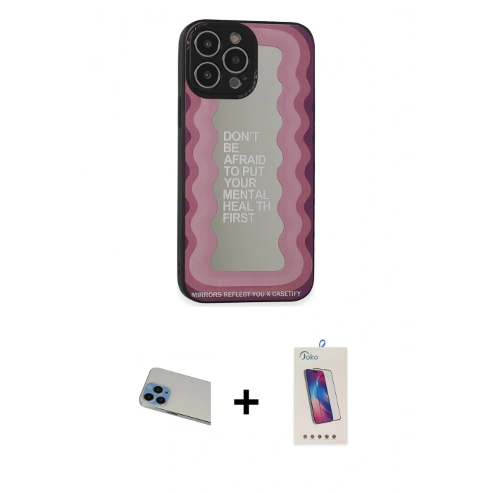 MARSİLYAN™- iPhone 13 Pro Max Kılıf Odak Klasik Serisi - Siyah Joko 5D Cam + Rainbow Kamera Lens Koruma Cam - MI