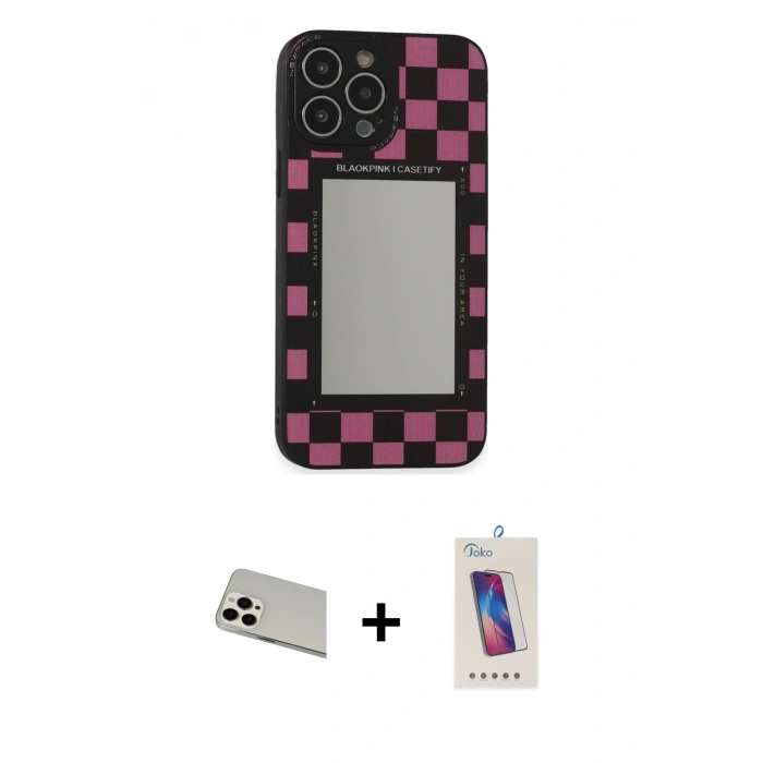 MARSİLYAN™- iPhone 13 Pro Max Kılıf Odak Klasik Serisi - Siyah Joko 5D Cam + Rainbow Kamera Lens Koruma Cam - BZ