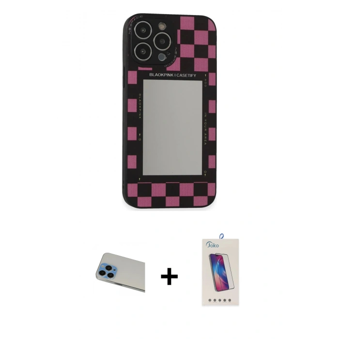 MARSİLYAN™- iPhone 13 Pro Max Kılıf Odak Klasik Serisi - Siyah Joko 5D Cam + Rainbow Kamera Lens Koruma Cam - MI