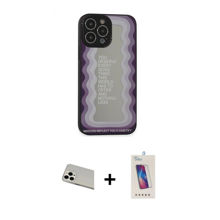 MARSİLYAN™- iPhone 13 Pro Max Kılıf Odak Klasik Serisi - Siyah Joko 5D Cam + Rainbow Kamera Lens Koruma Cam - BZ