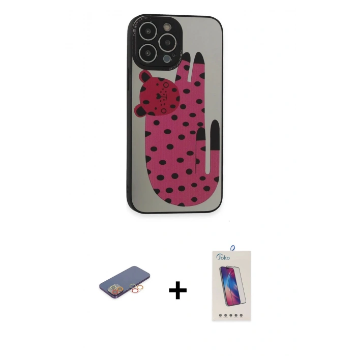 MARSİLYAN™- iPhone 13 Pro Max Kılıf Odak Klasik Serisi - Siyah Joko 5D Cam + Renkli Kamera Lens Koruma Cam - TU