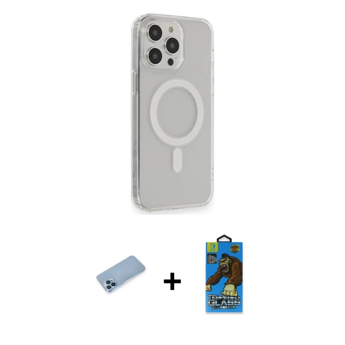 MARSİLYAN™- iPhone 13 Pro Max Kılıf Pusula Çizgi Koleksiyonu - Siyah 18D Cam Ekran Koruyucu + Mavi Shine Kamera Lens Koruma Cam