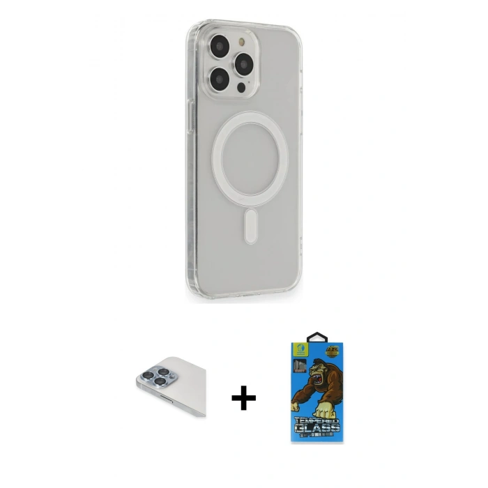 MARSİLYAN™- iPhone 13 Pro Max Kılıf Pusula Çizgi Koleksiyonu - Siyah 18D Cam Ekran Koruyucu + Sierra Blue Pers Alüminyum Kamera Lens