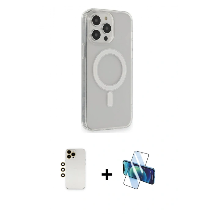 MARSİLYAN™- iPhone 13 Pro Max Kılıf Pusula Çizgi Koleksiyonu - Siyah 3D Antistatik Cam Ekran Koruyucu + Shine Kamera Lens - GD