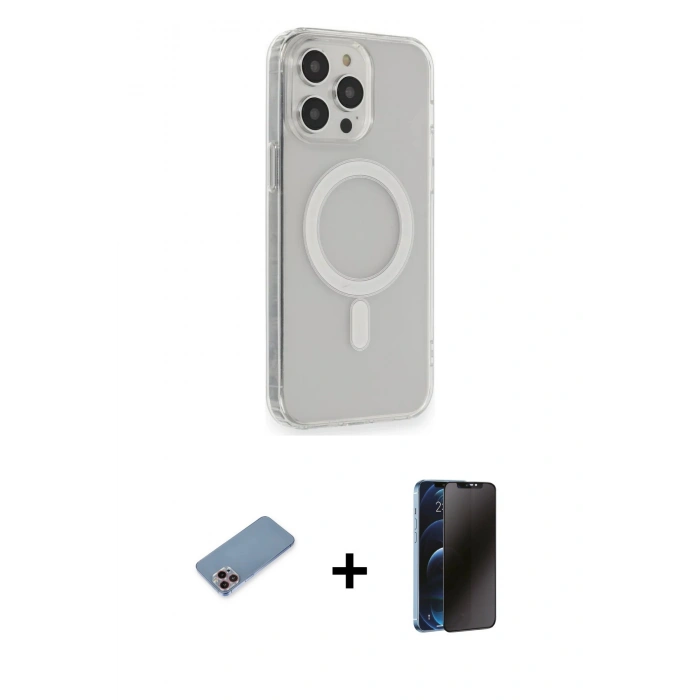 MARSİLYAN™- iPhone 13 Pro Max Kılıf Pusula Çizgi Koleksiyonu - Siyah 3D Antistatik Hayalet Cam Ekran Koruyucu + Shine Kamera Lens Koruma Cam - PE
