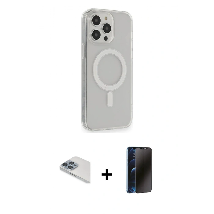 MARSİLYAN™- iPhone 13 Pro Max Kılıf Pusula Çizgi Koleksiyonu - Siyah 3D Antistatik Hayalet Cam Ekran Koruyucu + Pers Alüminyum Kamera Lens - SABE