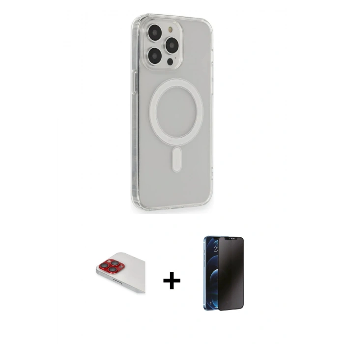 MARSİLYAN™- iPhone 13 Pro Max Kılıf Pusula Çizgi Koleksiyonu - Siyah 3D Antistatik Hayalet Cam Ekran Koruyucu + Pers Alüminyum Kamera Lens - KI