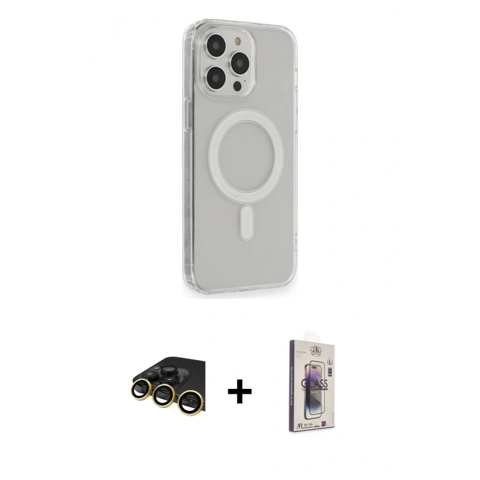 MARSİLYAN™- iPhone 13 Pro Max Kılıf Pusula Çizgi Koleksiyonu - Siyah Bilvis 3D Cam Ekran Koruyucu + Raze Metal Kamera Lens - GD