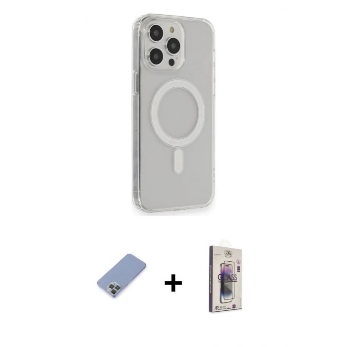MARSİLYAN™- iPhone 13 Pro Max Kılıf Pusula Çizgi Koleksiyonu - Siyah Bilvis 3D Cam Ekran Koruyucu + Metal Kamera Lens Koruma Cam - KUYL
