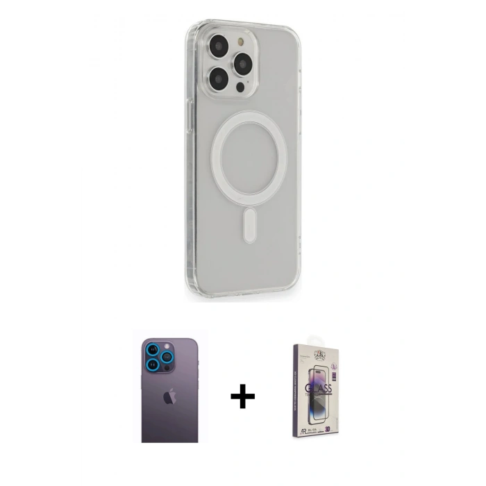 MARSİLYAN™- iPhone 13 Pro Max Kılıf Pusula Çizgi Koleksiyonu - Siyah Bilvis 3D Cam Ekran Koruyucu + Neon Fosforlu Kamera Lens - MI