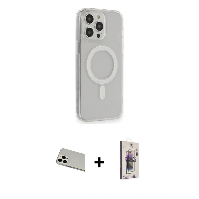 MARSİLYAN™- iPhone 13 Pro Max Kılıf Pusula Çizgi Koleksiyonu - Siyah Bilvis 3D Cam Ekran Koruyucu + Rainbow Kamera Lens Koruma Cam - BZ