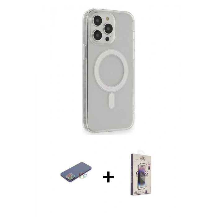 MARSİLYAN™- iPhone 13 Pro Max Kılıf Pusula Çizgi Koleksiyonu - Siyah Bilvis 3D Cam Ekran Koruyucu + Renkli Kamera Lens Koruma Cam - MI