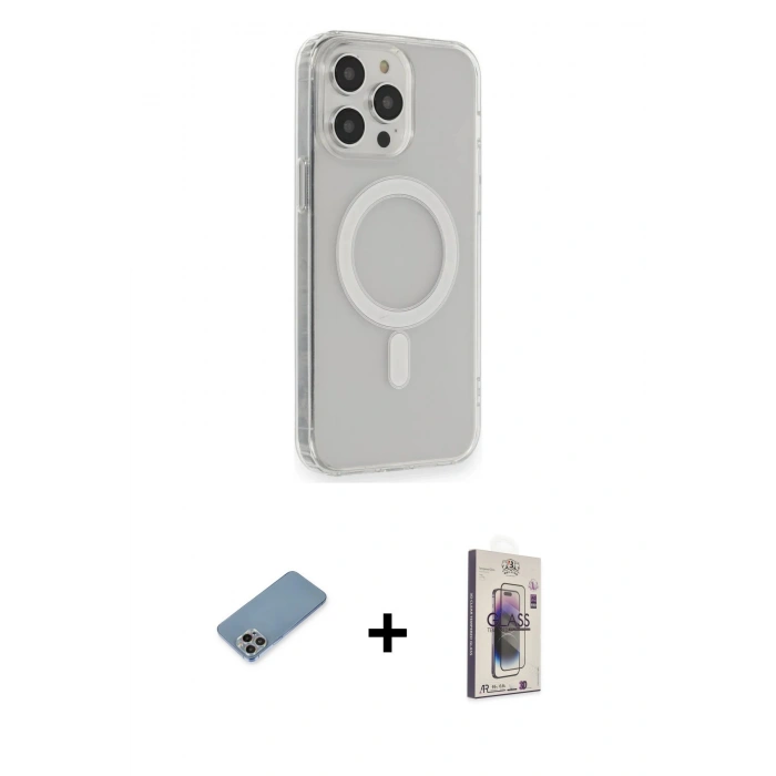 MARSİLYAN™- iPhone 13 Pro Max Kılıf Pusula Çizgi Koleksiyonu - Siyah Bilvis 3D Cam Ekran Koruyucu + Shine Kamera Lens Koruma Cam - GI