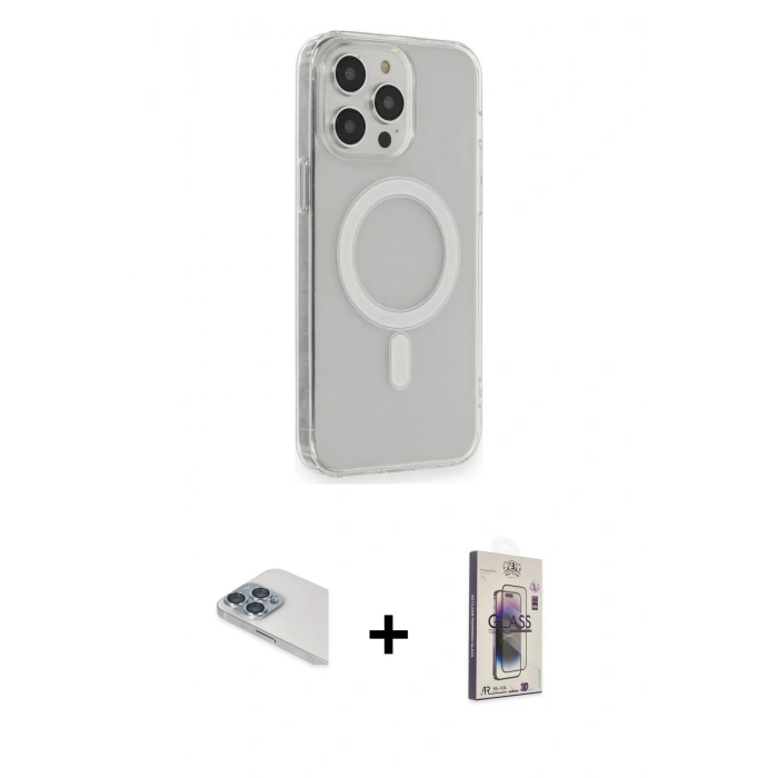 MARSİLYAN™- iPhone 13 Pro Max Kılıf Pusula Çizgi Koleksiyonu - Siyah Bilvis 3D Cam Ekran Koruyucu + Sierra Blue Pers Alüminyum Kamera Lens