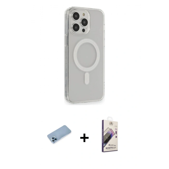 MARSİLYAN™- iPhone 13 Pro Max Kılıf Pusula Çizgi Koleksiyonu - Siyah Bilvis 3D Mat Cam Ekran Koruyucu + Shine Kamera Lens Koruma Cam - MI