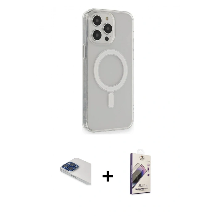 MARSİLYAN™- iPhone 13 Pro Max Kılıf Pusula Çizgi Koleksiyonu - Siyah Bilvis 3D Mat Cam Ekran Koruyucu + Pers Alüminyum Kamera Lens - LT