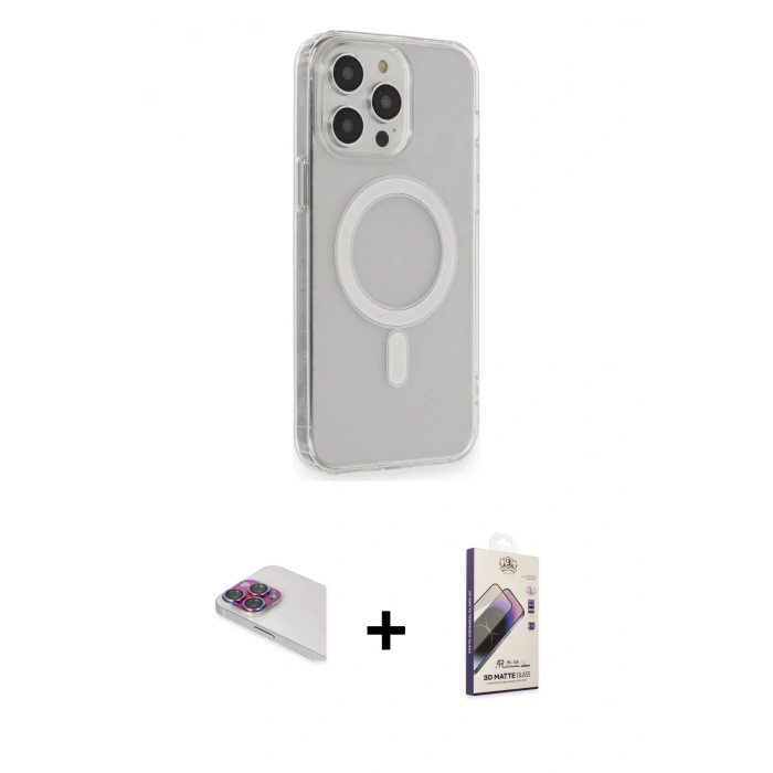 MARSİLYAN™- iPhone 13 Pro Max Kılıf Pusula Çizgi Koleksiyonu - Siyah Bilvis 3D Mat Cam Ekran Koruyucu + Pers Alüminyum Kamera Lens - GI