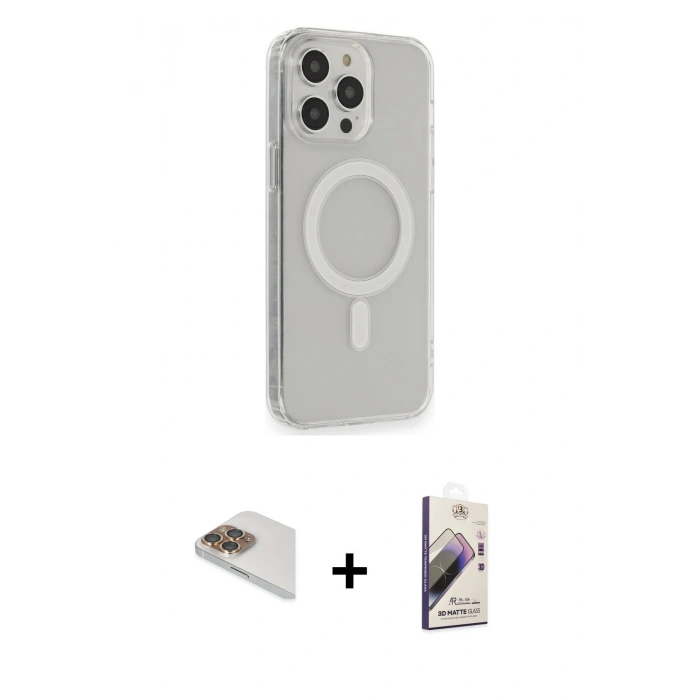 MARSİLYAN™- iPhone 13 Pro Max Kılıf Pusula Çizgi Koleksiyonu - Siyah Bilvis 3D Mat Cam Ekran Koruyucu + Pers Alüminyum Kamera Lens - GD